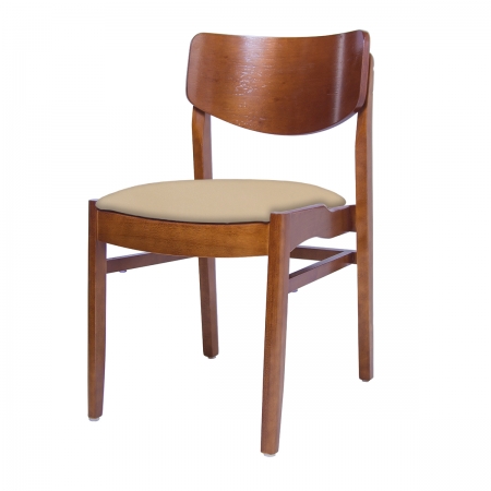 Cadeira NeoBangkok Madeira Maciça Assento Estofado Castanho Bege