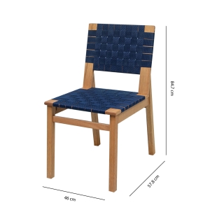 Cadeira Brasiliensis Madeira Maciça Trançado com Fita Azul