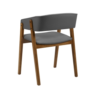 Cadeira para Sala de Jantar Assento e Encosto Estofado Contemporanea Carvalho cor Cinza Hilux
