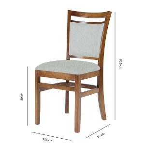 Cadeira Montreal Madeira Maciça Assento e Encosto Estofado Castanho Cinza Grafiatto