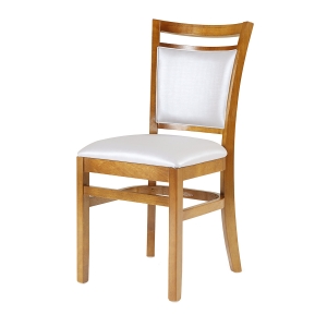 Cadeira Montreal Madeira Maciça Assento e Encosto Estofado Mel Branco