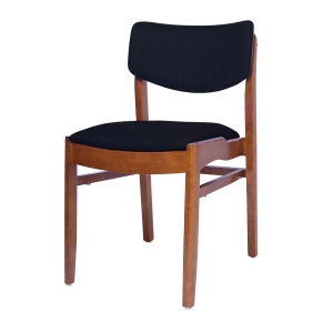 Cadeira NeoBangkok Madeira Maciça Assento e Encosto Estofado Castanho Preto