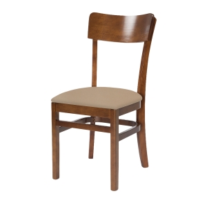 Cadeira Portugal Madeira Maciça Assento Estofado Castanho Bege