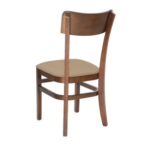 Cadeira Portugal Madeira Maciça Assento Estofado Castanho Bege
