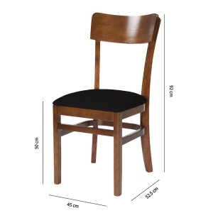 Cadeira Portugal Madeira Maciça Assento Estofado Castanho Preto