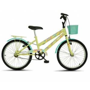 Bicicleta Infantil Aro 20 Cissa Flower Amarelo C Paral.Bag.Cesta Aco Centauro
