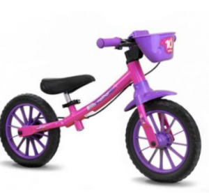 Bicicleta Infantil Balance Fem Rosa/Viole Nathor - Foto 0