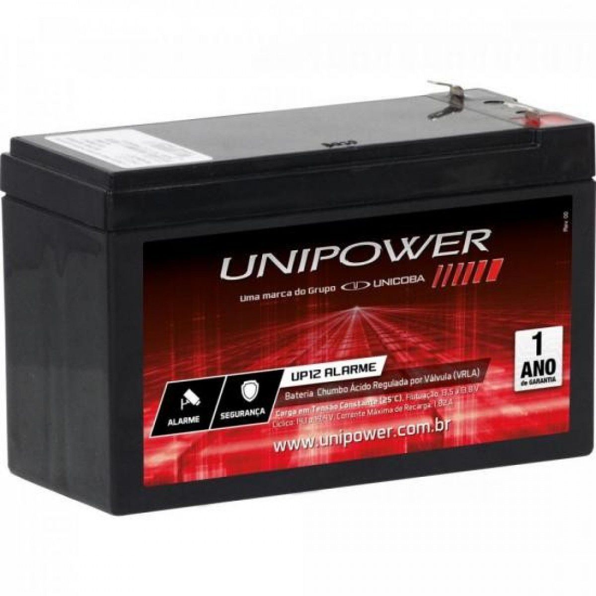 Bateria De Alarme 12V 4Ah Recarregável UNIPOWER UP12 ALARME