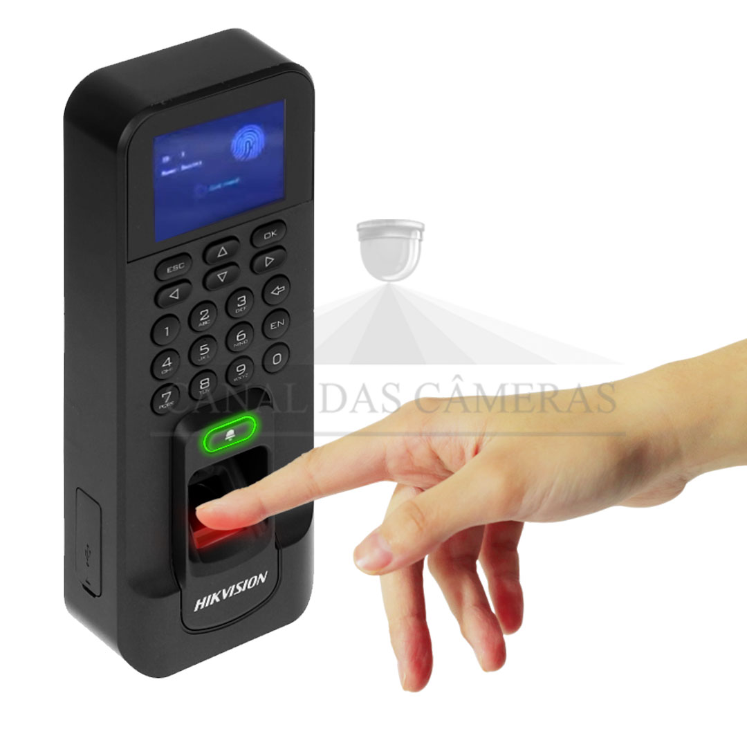 Controle de Acesso Hikvision Leitor Biométrico Cartão Senha