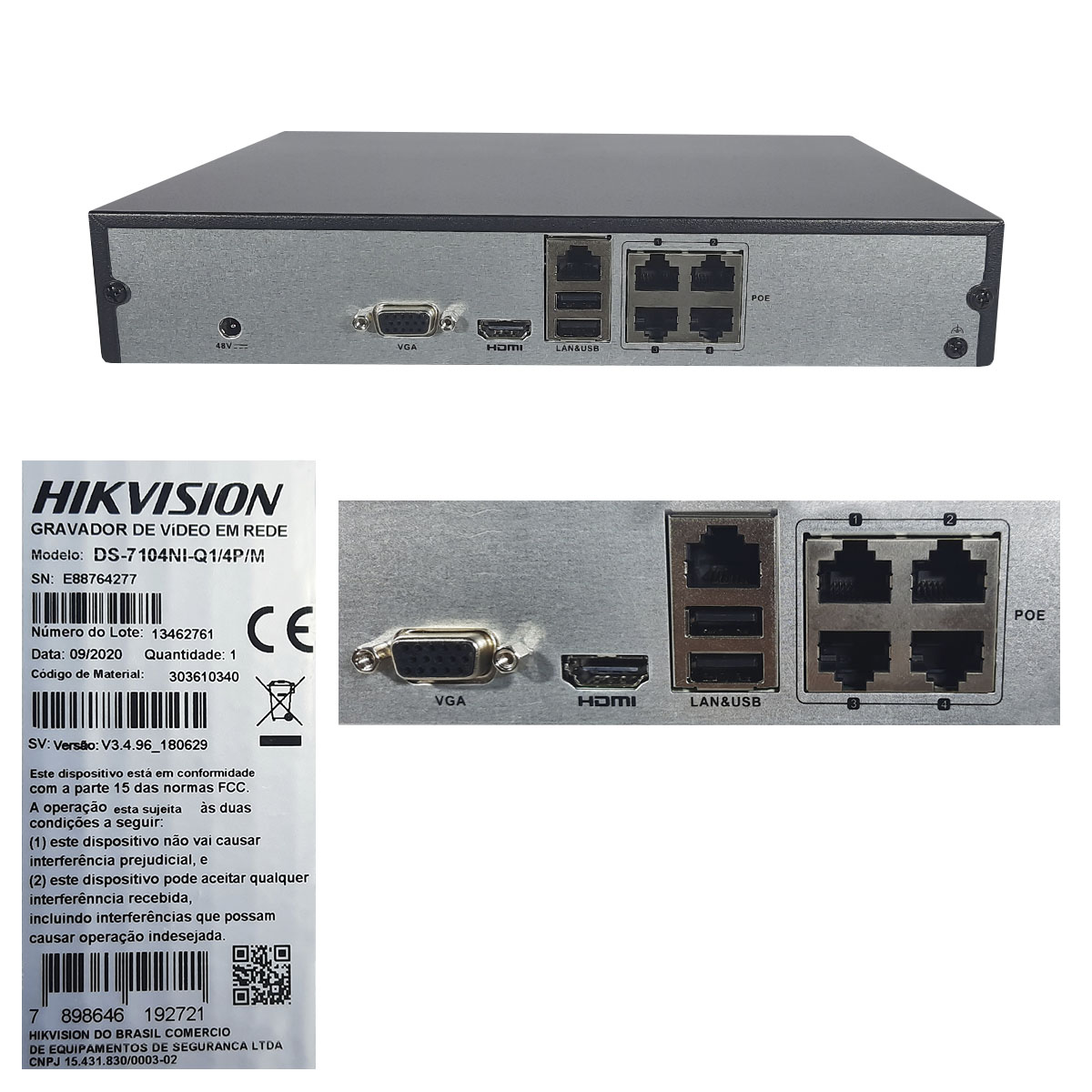 NVR Hikvision 4 Canais Full HD 4 Interface POE  4MP