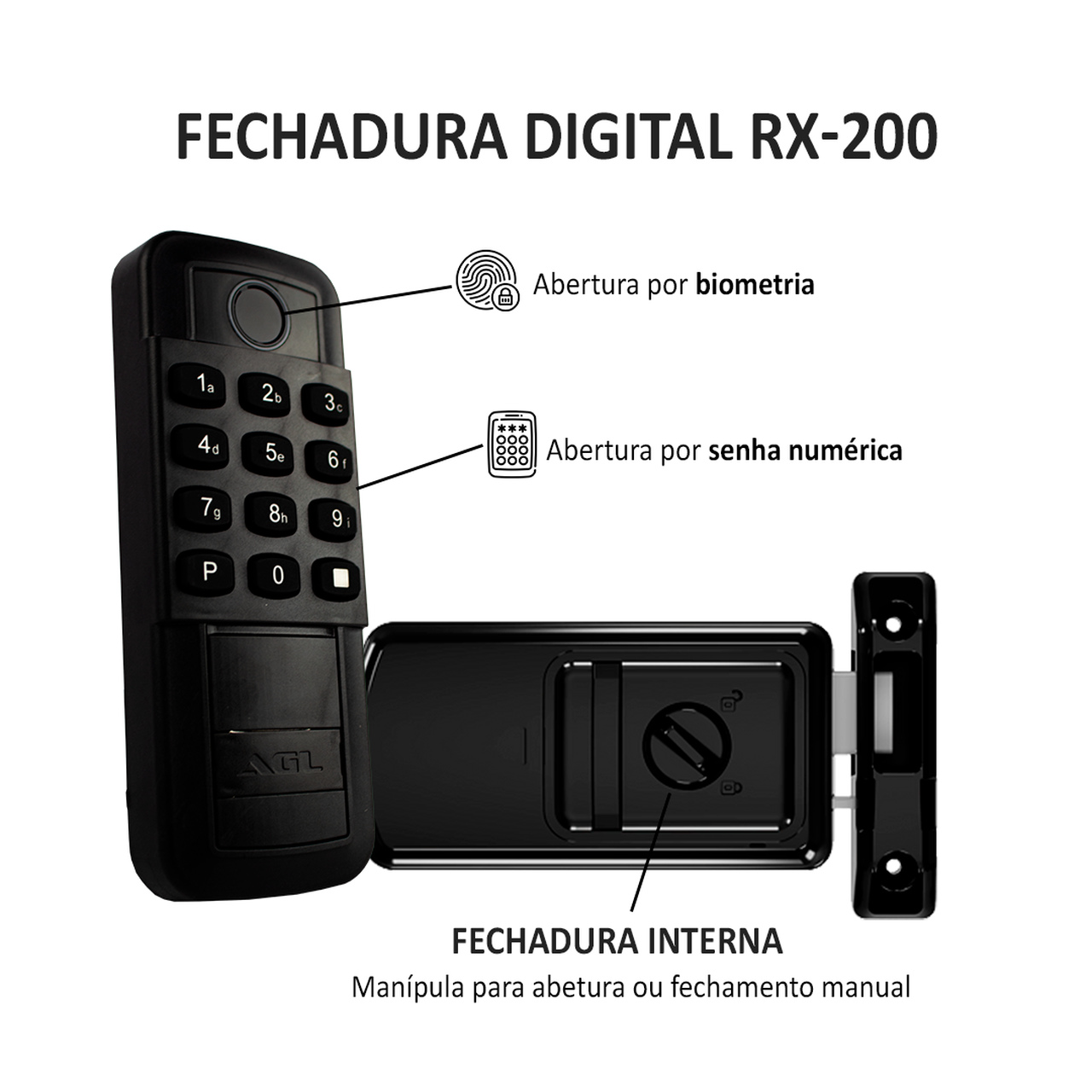 Smart Fechadura Digital AGL Wi-fi Biométrica Senha Controle