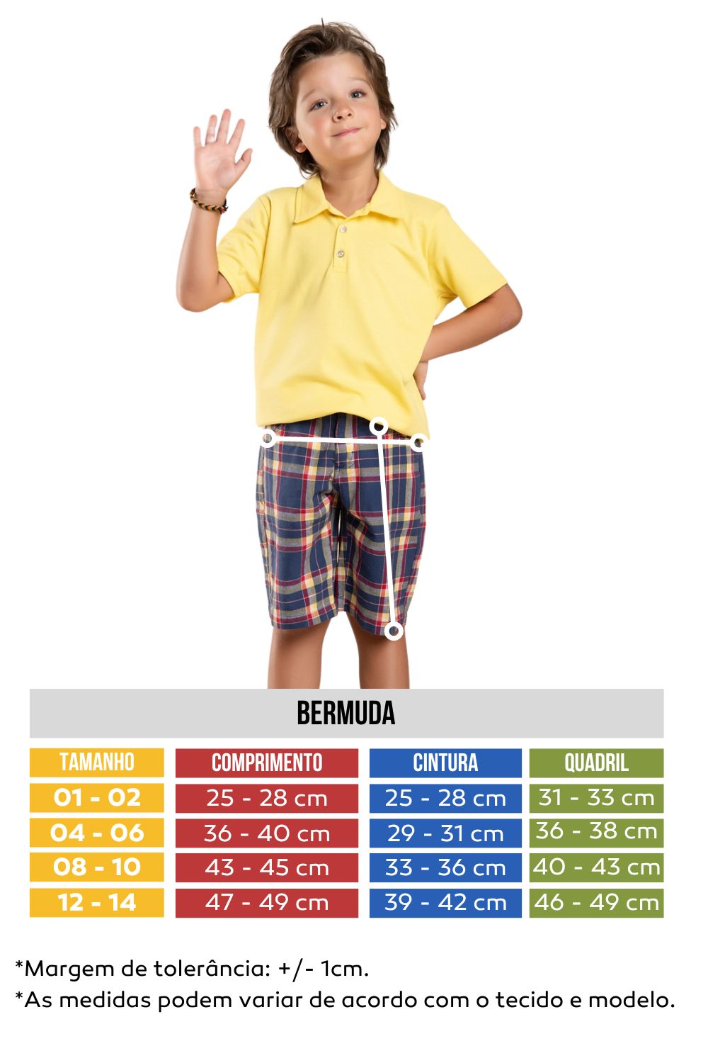 Bermuda infantil listrada  - Lápis de Cor - Moda Infantil