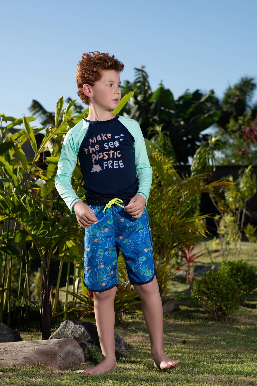 Blusa infantil manga longa com proteção UV 50+  - Lápis de Cor - Moda Infantil
