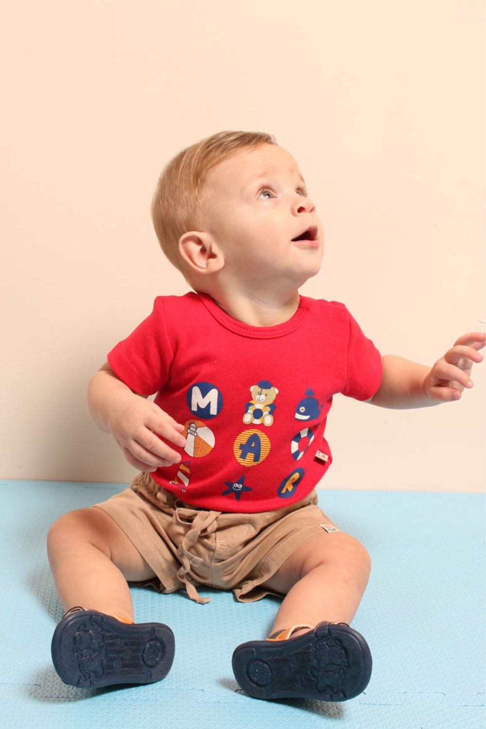 Body bebê com silk happy /  mar 100% algodão  - Lápis de Cor - Moda Infantil