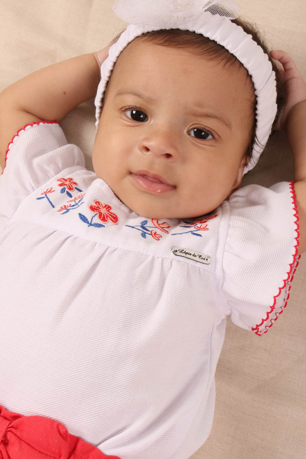 Pimpão bebê menina com bordado  - Lápis de Cor - Moda Infantil