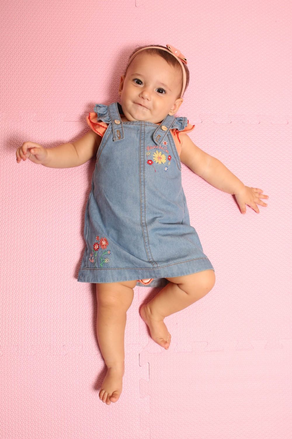 Salopete bebê jeans - Lápis de Cor - Moda Infantil