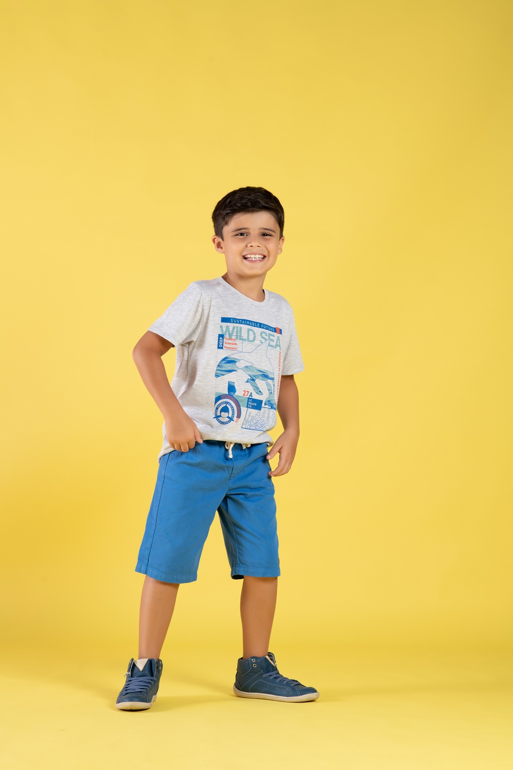 T-shirt infantil estampa Oceânico - Lápis de Cor - Moda Infantil