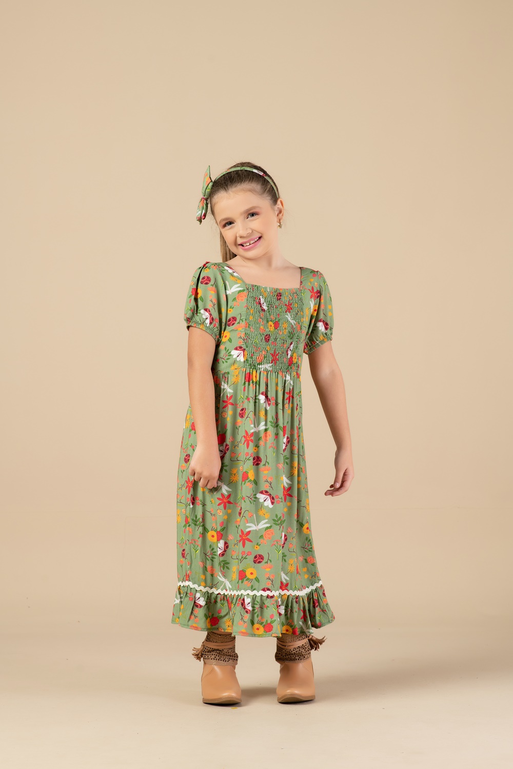 Vestido infantil Jardim Botânico  - Lápis de Cor - Moda Infantil