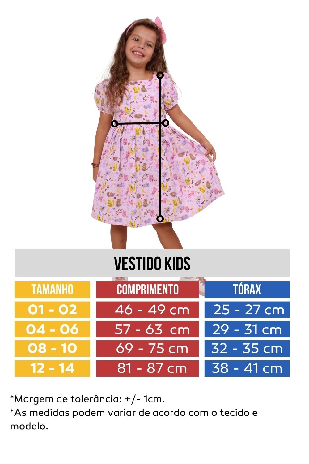 Vestido infantil Tricoline - Lápis de Cor - Moda Infantil