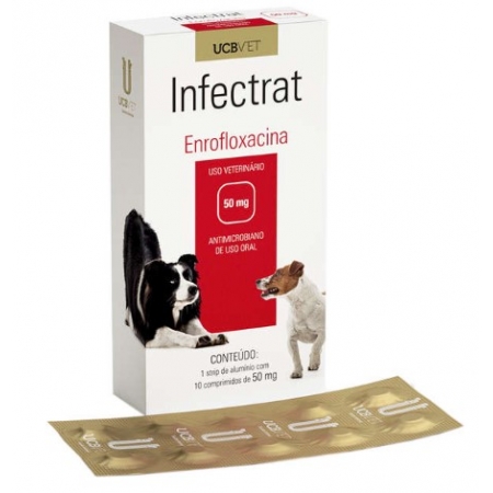 Antibiótico UCBVET Enrofloxacina Infectrat para Cães 50 mg