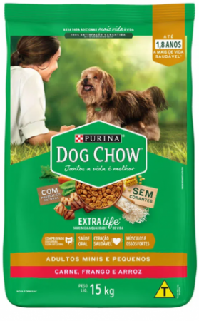 Ração Dog Chow para Cães Adultos de Raças Pequenas Sabor Frango e Carne