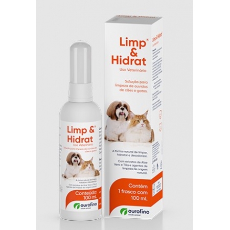 Solução Ourofino Limpeza de Ouvidos Limp e Hidrat Para Cães e Gatos