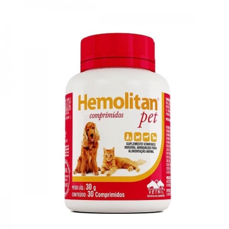 Suplemento Hemolitan Pet Comprimidos para Cães e Gatos