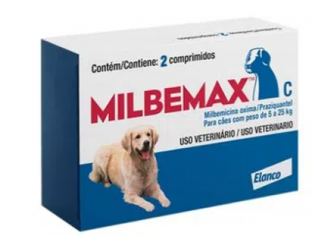 Vermífugo Milbemax C Cães 5 a 25kg  - 2 comprimidos
