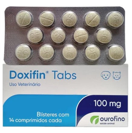 Antibiótico Ourofino Doxifin Tabs Cães e Gatos 100 mg