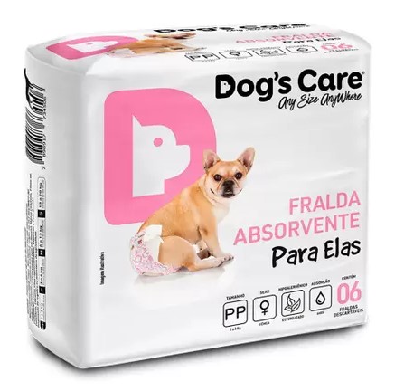 Fralda Higiênica Dog's Care Ecofralda Gel para Fêmeas - 6 Unidades