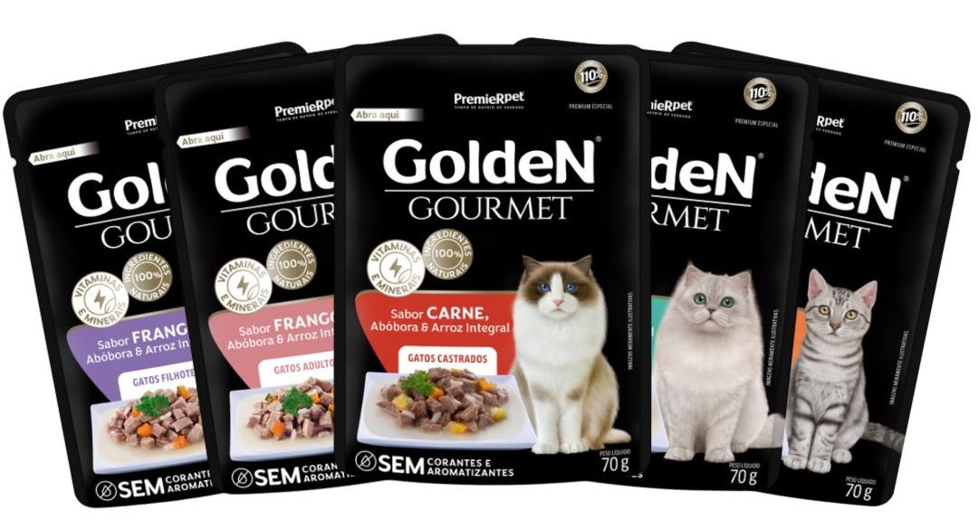 Kit 5 Rações Úmidas PremieR Pet Golden Gourmet Sabores Sortidos para Gatos - 85 g