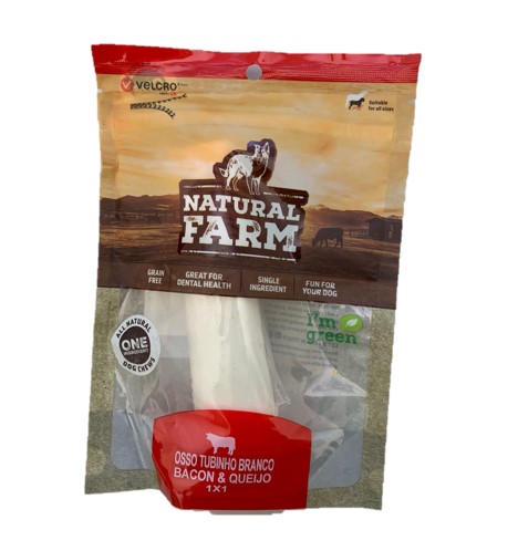 Osso Tubinho Branco Bacon e Queijo para Cães Natural Farm