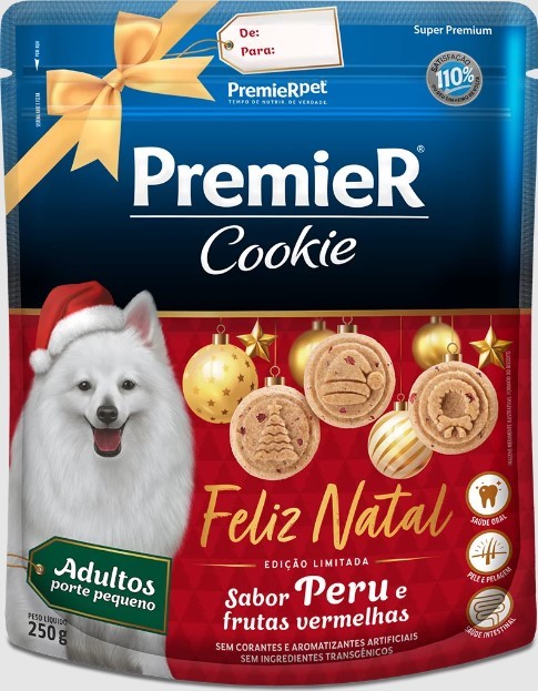 Premier Cookie Cães Adultos Natal Edição Limitada de Peru e Frutas Vermelhas