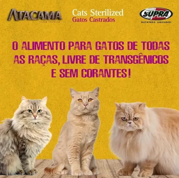 Ração Atacama Cats Sterilized Para Gatos Adultos 10,1 Kg - Supra