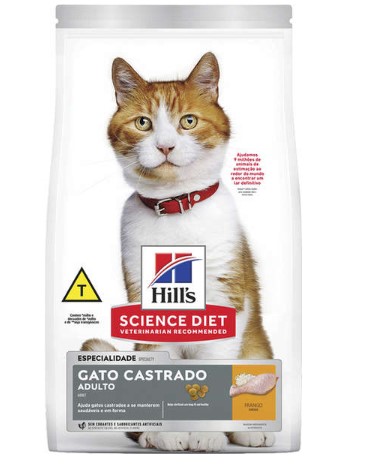 Ração Seca Hill's Science Diet Frango para Gatos Adultos Castrados