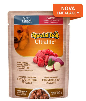 Ração Úmida Special Dog Sachê Para Cães Sênior Sabor Carne