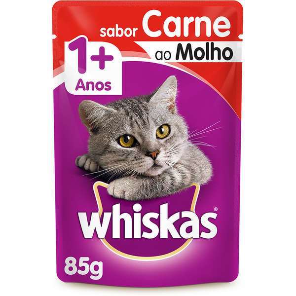 Ração Úmida Whiskas Sachê Carne ao Molho para Gatos Adultos