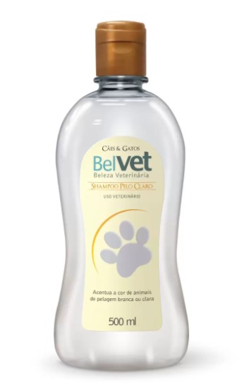 Shampoo Belvet Para Cães e Gatos de Pelo Claro 500ml