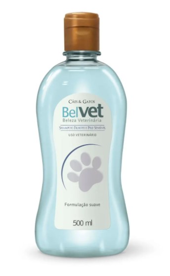Shampoo Belvet Para Cães e Gatos Filhotes e Pele Sensível 500ml