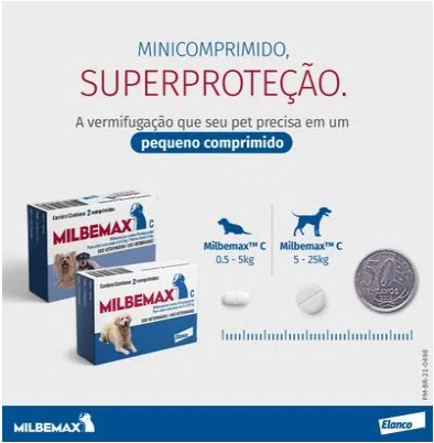 Vermífugo Milbemax C Cães 5 a 25kg  - 2 comprimidos