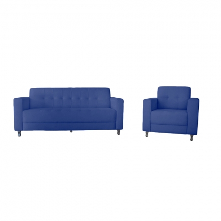 Kit Sofa + Poltrona Elegance Suede Azul Marinho - AM Interiores