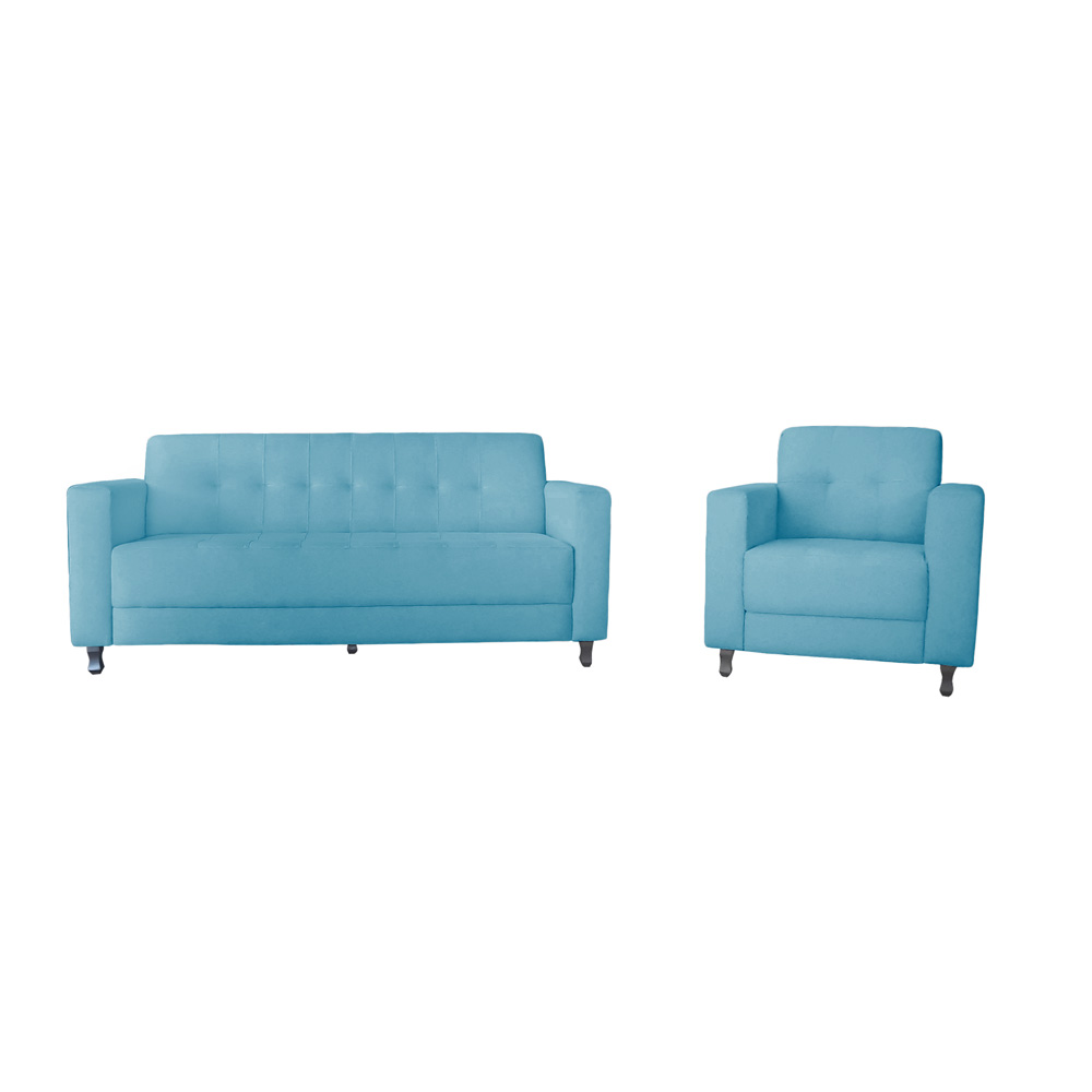 Kit Sofa + Poltrona Elegance Suede Azul Turquesa - AM Interiores