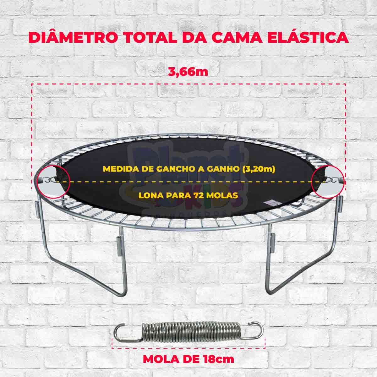 Cama Elástica 3,66m Premium Lona Preta Planet Kids Brinquedos