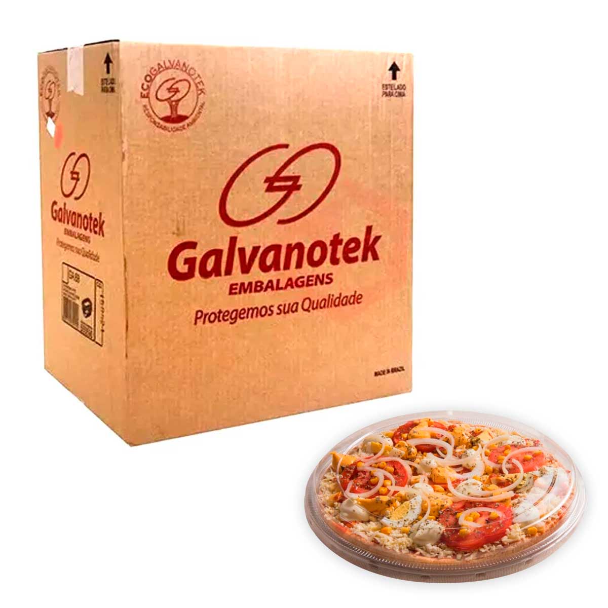 Caixa Embalagem Rasa Pizza G60 Galvanotek 29,5cm 50und - Foto 0