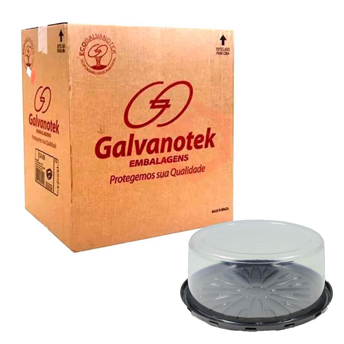 Caixa Embalagem Torta Média Preta G50CT Galvanotek 1,5kg 50und - Foto 0