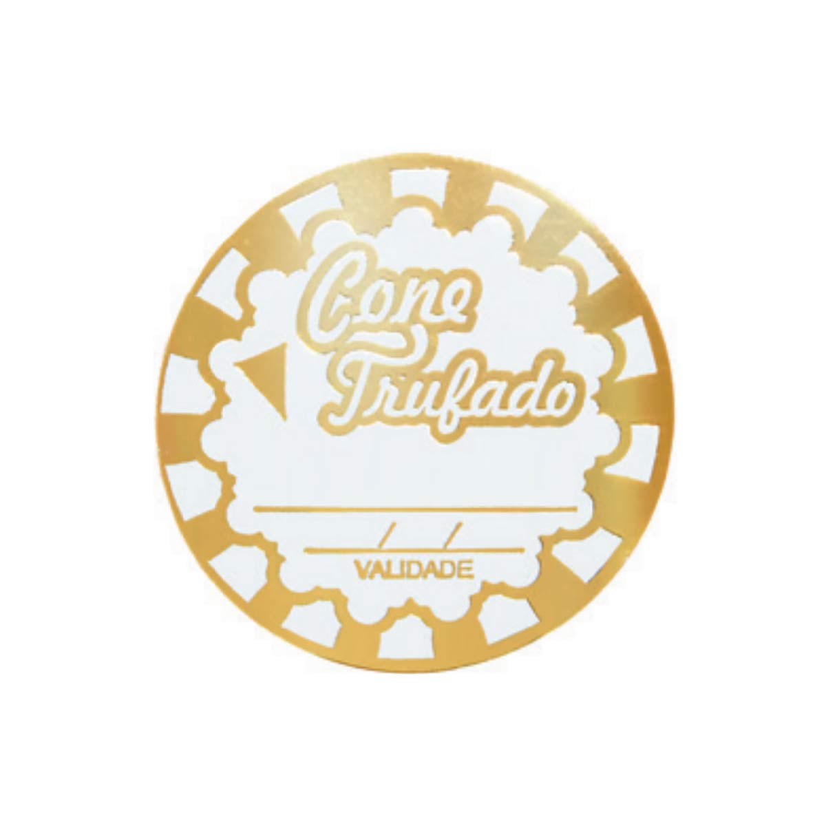 Etiqueta Redonda para Cone Trufado Decorado Ouro 50und - Foto 0