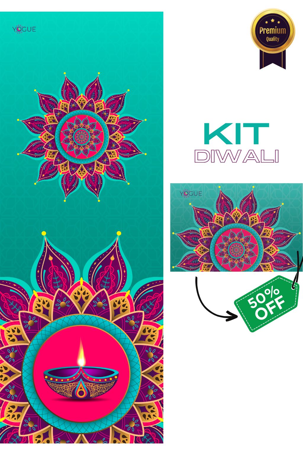 Kit Tapete de Yoga Aveludado Diwali + Mini Mat Aveludado Diwali - Foto 0