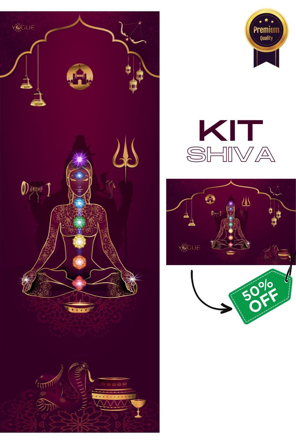 Kit Tapete de Yoga Aveludado Shiva + Mini Mat Aveludado Shiva - Foto 0