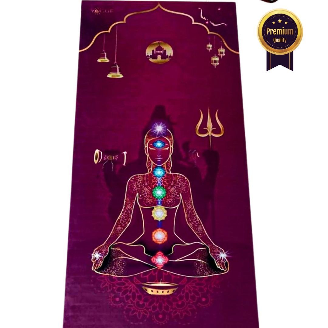 Super Kit Tapete de Yoga Aveludado Shiva + Mini Mat + 2 Blocos + Pulseira Japamala 27 contas - Foto 1