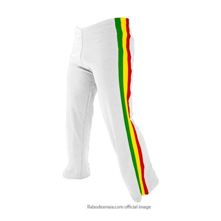 Calça Abada Branco com faixas do reggae